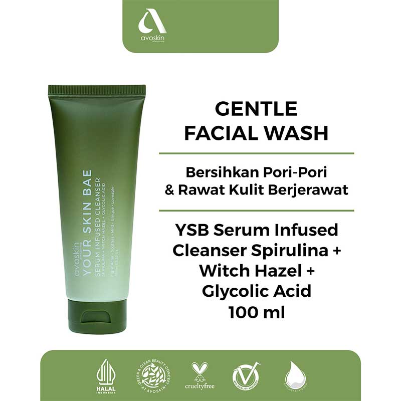 Avoskin Your Skin Bae Serum Infused Cleanser Spirulina + Witch Hazel + Glycolic Acid | 100ml