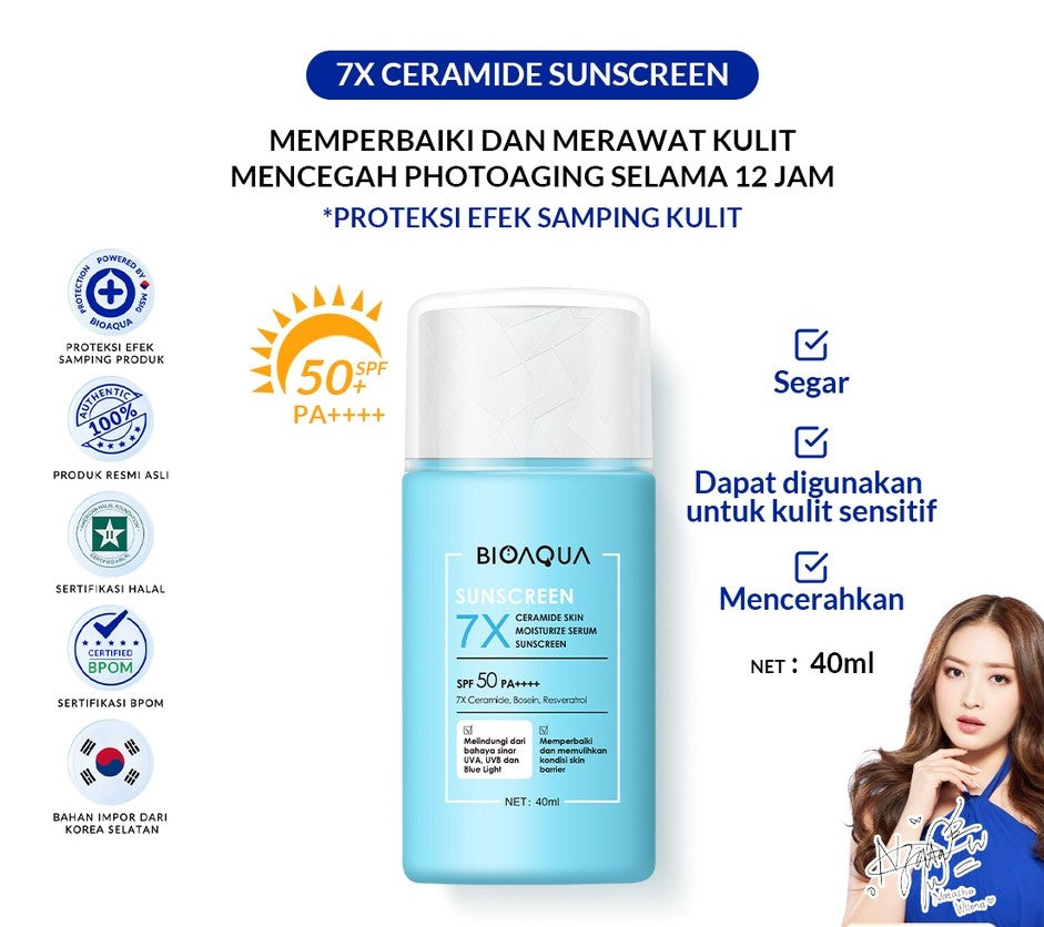 BIOAQUA 7X Ceramide Skin Moisturize Serum Sunscreen SPF 50 PA++++ 40ml