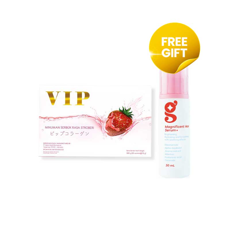 COMBO CINTA 1+1 VIP Collagen Box 20 Sachet | 300g FREE Gorjes Magnificent Ace Serum | 30 ML