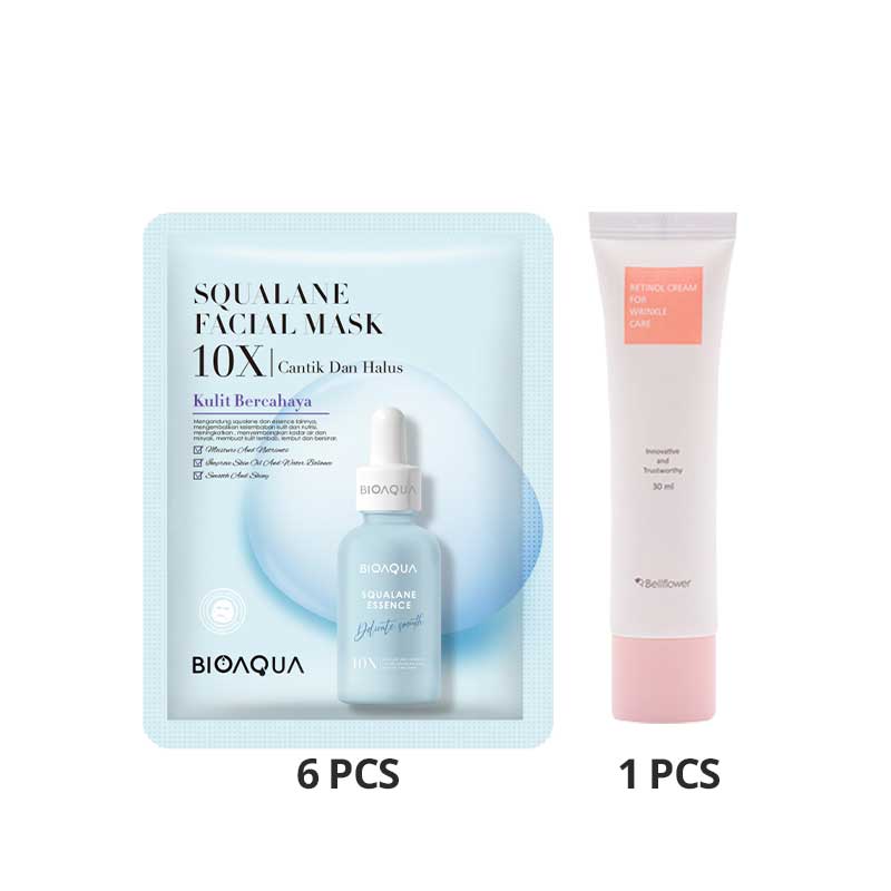 COMBO 6+1 BIOAQUA Squalane Facial Mask 28ml Free Bellflower