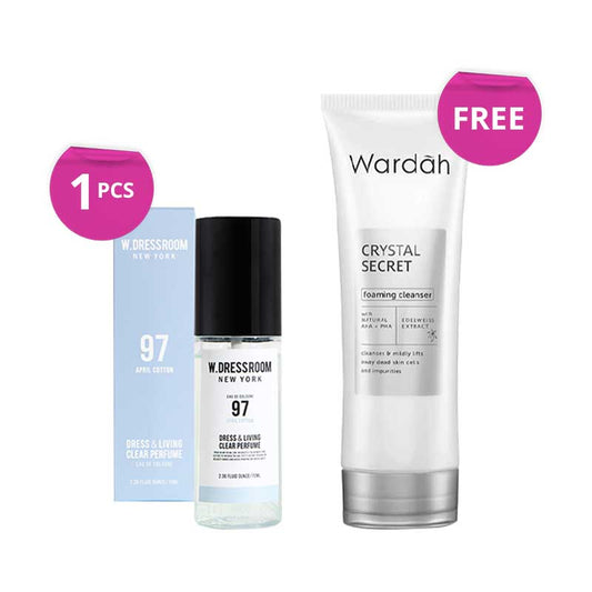 [Combo] W.DRESSROOM Dress & Living Clear Perfume No. 97 April Cotton (70ml) + Free Item WARDAH White Secret Facial Wash