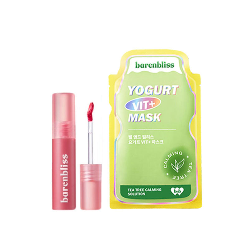 [Combo] Barenbliss Cherry Makes Cheerful Lip Velvet - 01 Blushed Moment + [Free] Yogurt Vit+ Mask Calming Sheet Mask