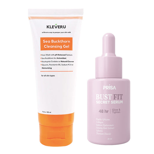 [Combo] Prisa Bust Fit Secret Serum (30 ml) + Kleveru Sea Buckthorn Cleansing Gel (100 ml)