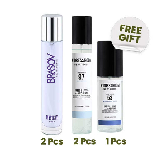 COMBO 4+1 Brasov EDP Mystery (Ungu) | 50 ml & WDressroom No. 97 April Cotton - 150 ml FREE Tester W Dressroom