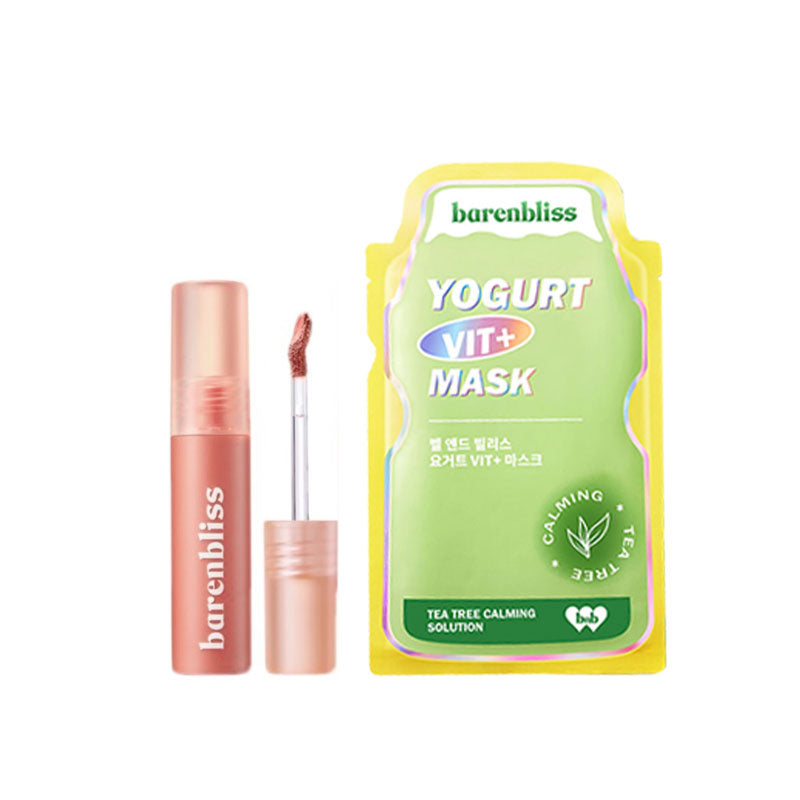 [Combo] Barenbliss Cherry Makes Cheerful Lip Velvet - 06 Summer Sunset+ [Free] Yogurt Vit+ Mask Calming Sheet Mask