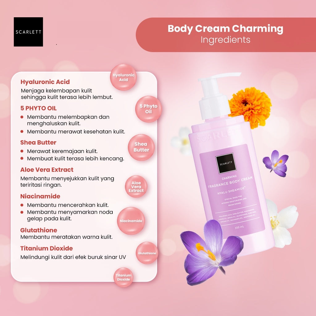 Scarlett Whitening Body Cream Charming