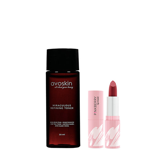 [Combo] Pinkberry Lip Moist Warm Flame + Avoskin Miraculous Refining Toner (20 ml)