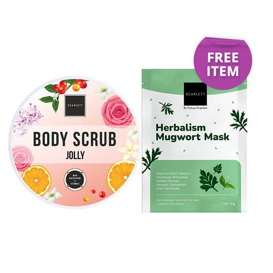 [Combo] Scarlett Whitening Body Scrub Jolly + Free Scarlett Herbalism Mugwort Mask (Sachet)