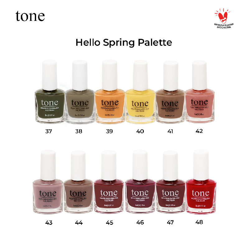 TONE Breathable and Peelable Nail Polish Hello Spring Palette Series (25-48) 1 box