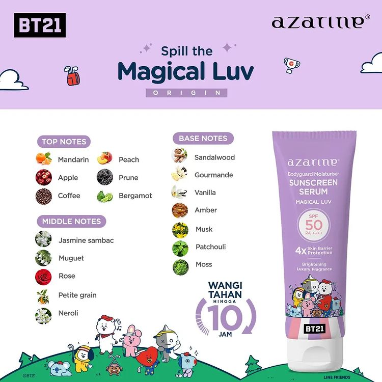 Azarine Bt21 Bodyguard Moisturiser Sunscreen Serum Magical Luv | 100 ml