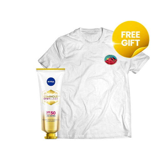 COMBO 1+1 NIVEA Luminous 630 Spotclear Sun Protect SPF 50 PA+++ | 40 ml FREE Tshirt Ayang Cempaka