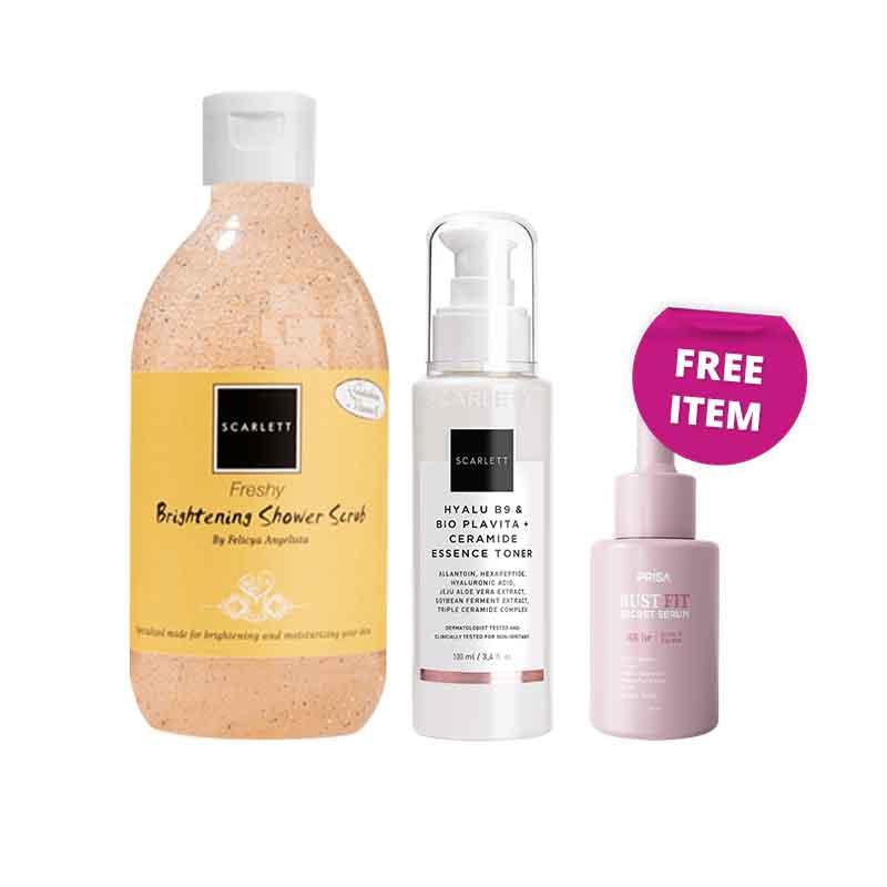 [Paket 3] SCARLETT Shower Scrub + Essence Free Prisa Bust Fit Serum