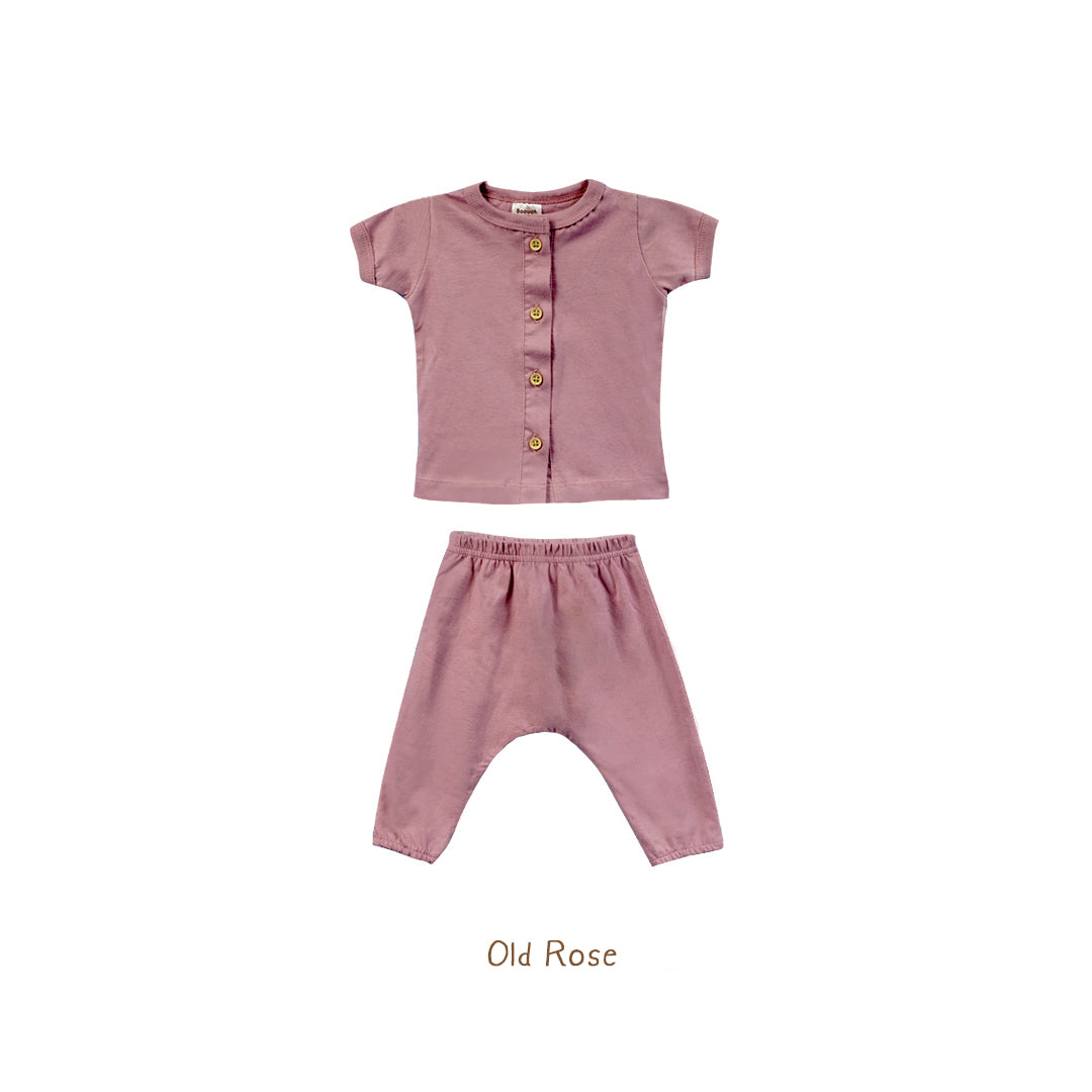 Booyah Baby & Kids Piyama Anak - Button Set Old Rose (6-12 Month)